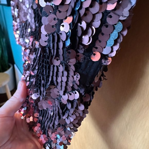 Bebe 1-Shoulder Sequin Multi-Color Mini Dress - Picture 3 of 5